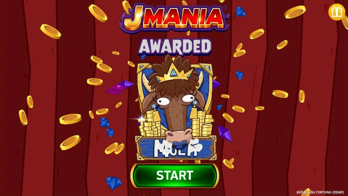 Tampilan visual slot Buffalo da Fortuna dengan latar belakang pegunungan dan simbol kerbau emas.